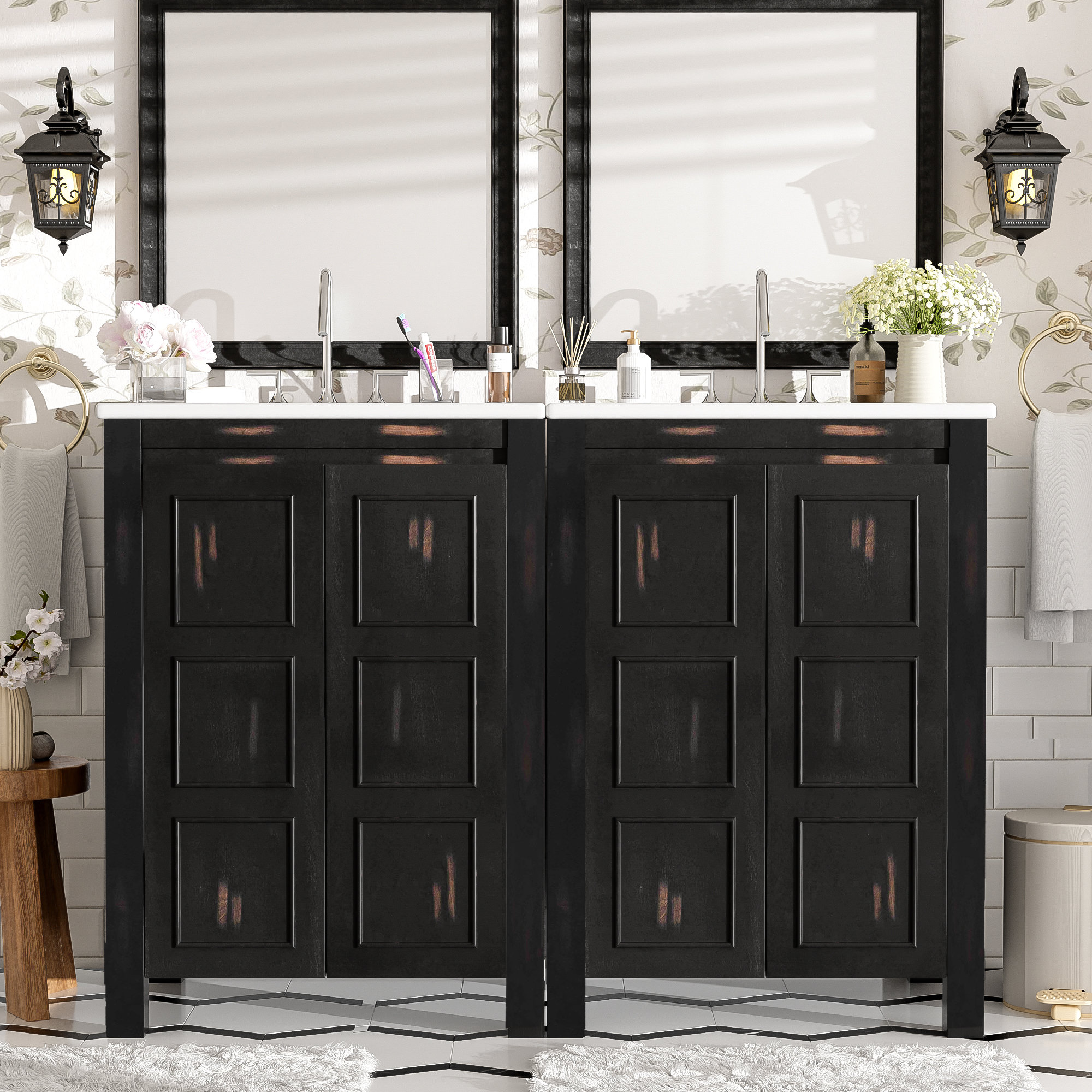 Gracie Oaks 48"W Bathroom Vanity Combo With Double Vanities (Separate),Bathroom Vanities With ...